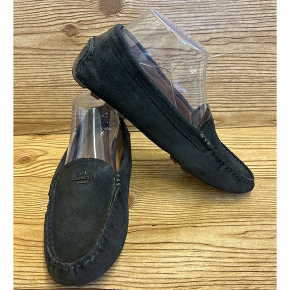 Coach Shoes - Coach Black‎ Suede Leather Flat Loafers Mary Lock Up Women's Sz 7.5 B